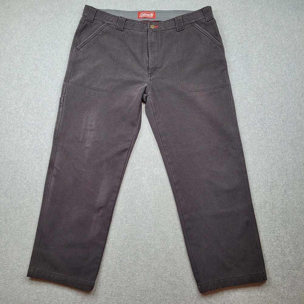 Coleman Flannel‎ Lined Carpenter Pants Mens 38x30 Brown Canvas Workwear Utility